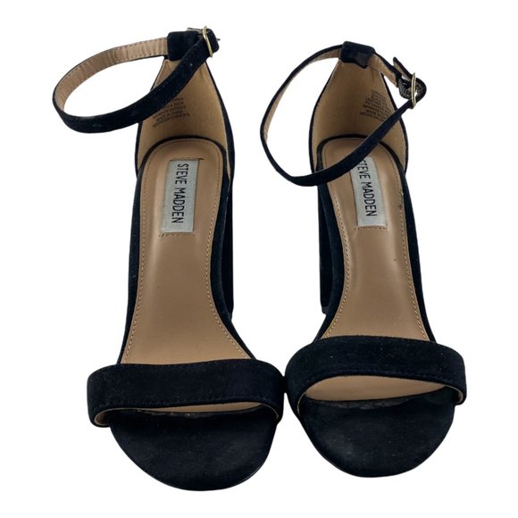 Steve Madden Women's Black Suede Carrson Block Heel with Adjustable Strap US 6 - Picture 2 of 10